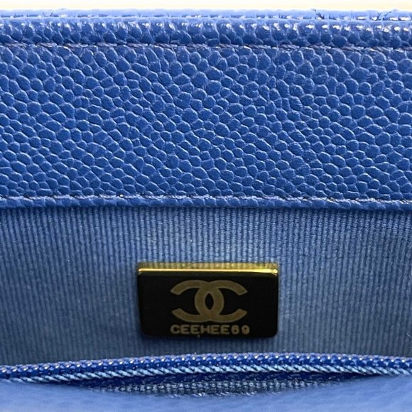 Chanel Mini Chain Around Multi Chain Full Flap Bag Quilted Caviar 22B Blue - Picture 5 of 16